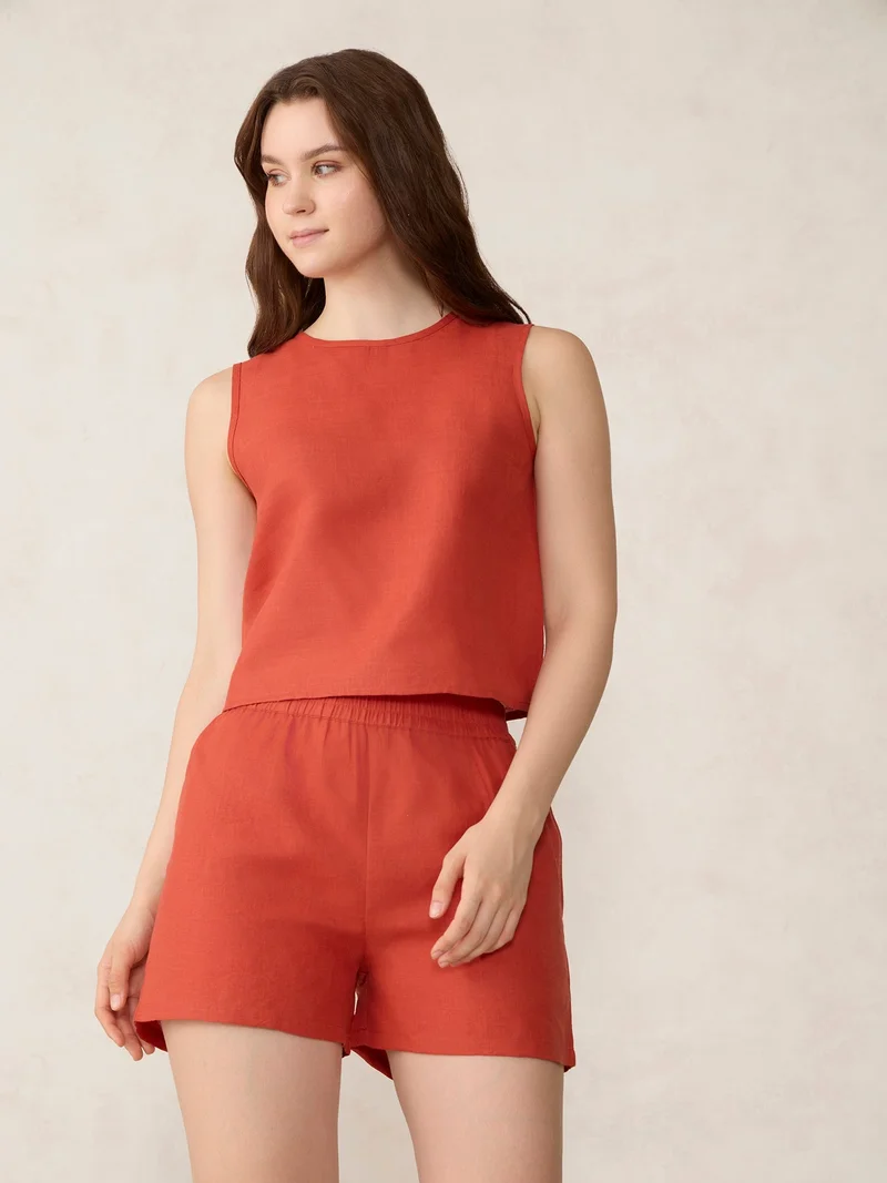 Outzidr  Orange Sleeveless Co-Ord Set for Women | Best Price UAE